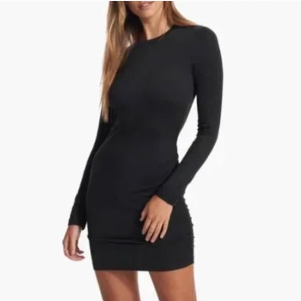 Vuori Black Long-Sleeve Mini Dress